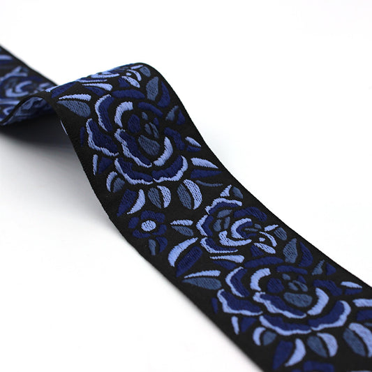 Midnight Rose Jacquard Braid 50mm - Black 5546