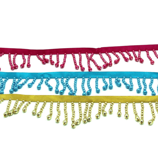 Vandyke Metallic Beaded Fringe 6cm 7464