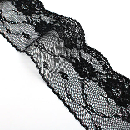 Wide Lace with Flowers - Black - 85mm - by the metre - 5411