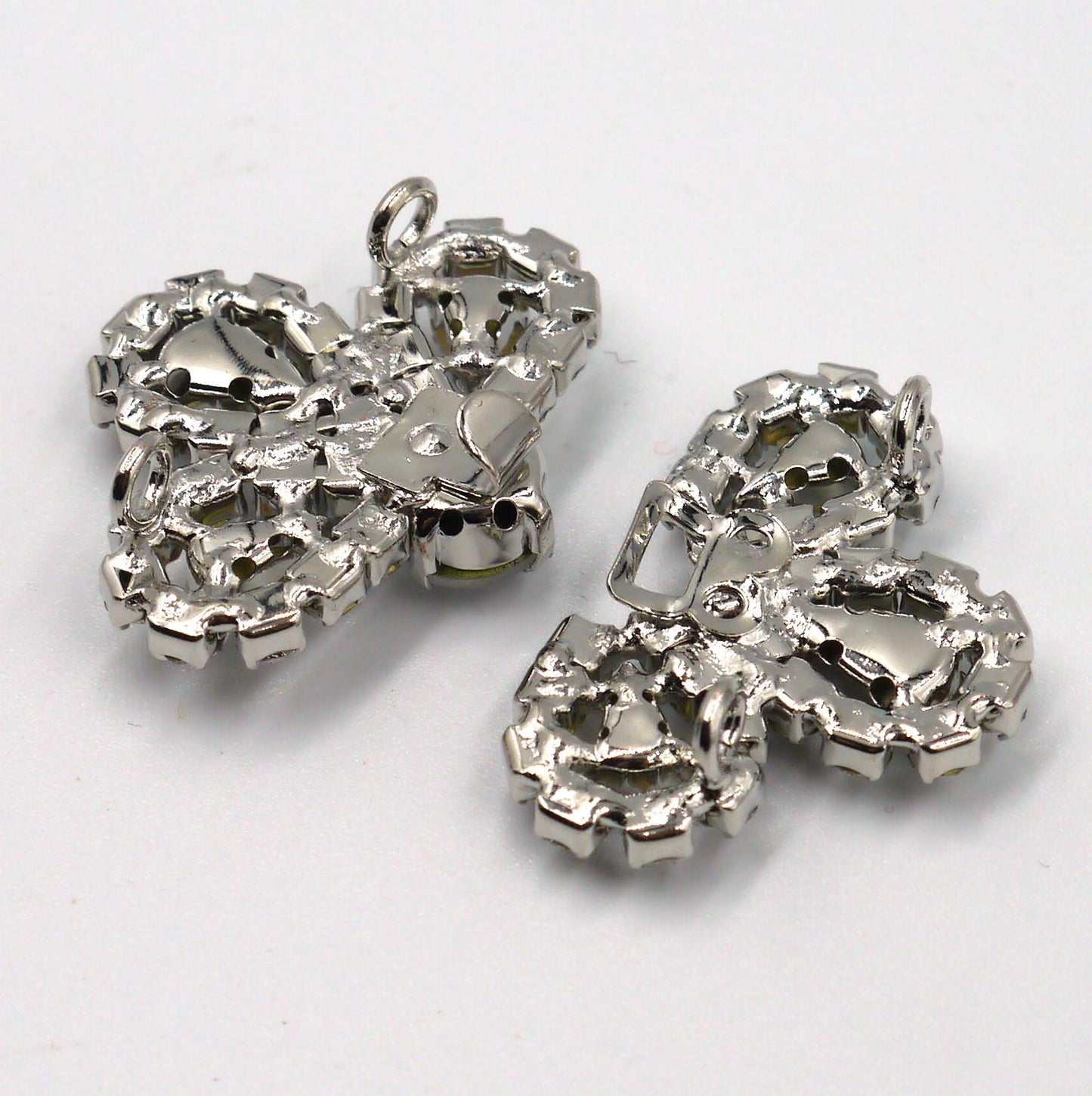Diamante Flower Shape Clasp - Clear - 4.5x3cm - 7031