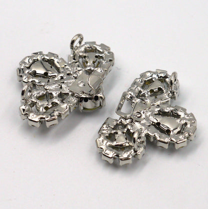 Diamante Flower Shape Clasp - Clear - 4.5x3cm - 7031