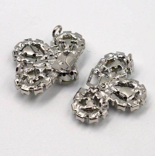 Diamante Flower Shape Clasp - Clear - 4.5x3cm - 7031