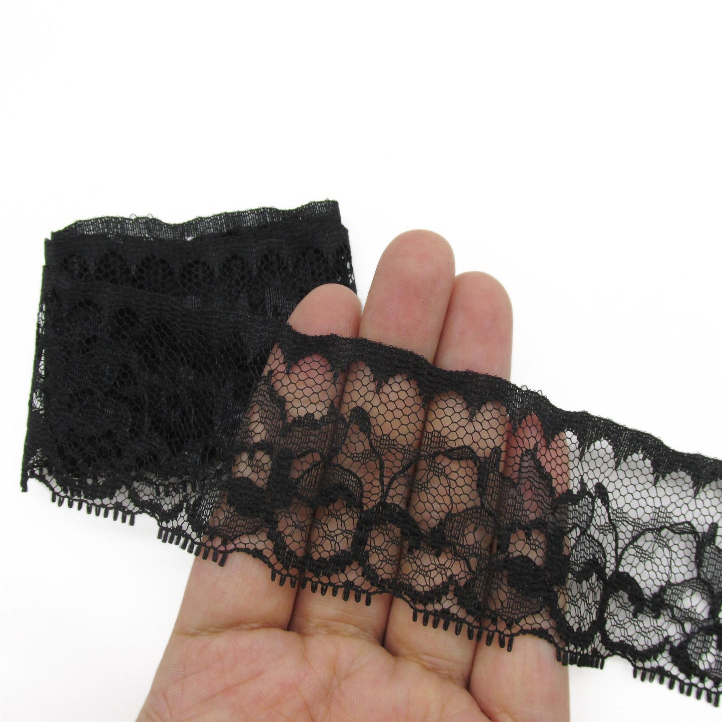 Floral Lace  - Black - 45mm - by the metre - 5398
