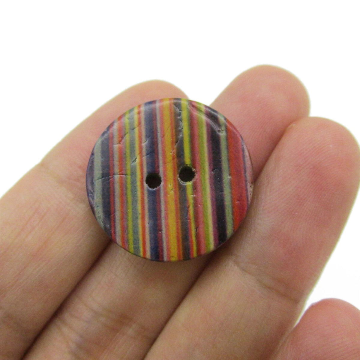 Multi Colour Striped Button - 5297
