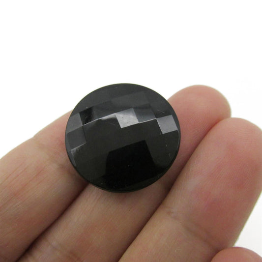 Faceted Spinel Button - Black - 22mm - 5321