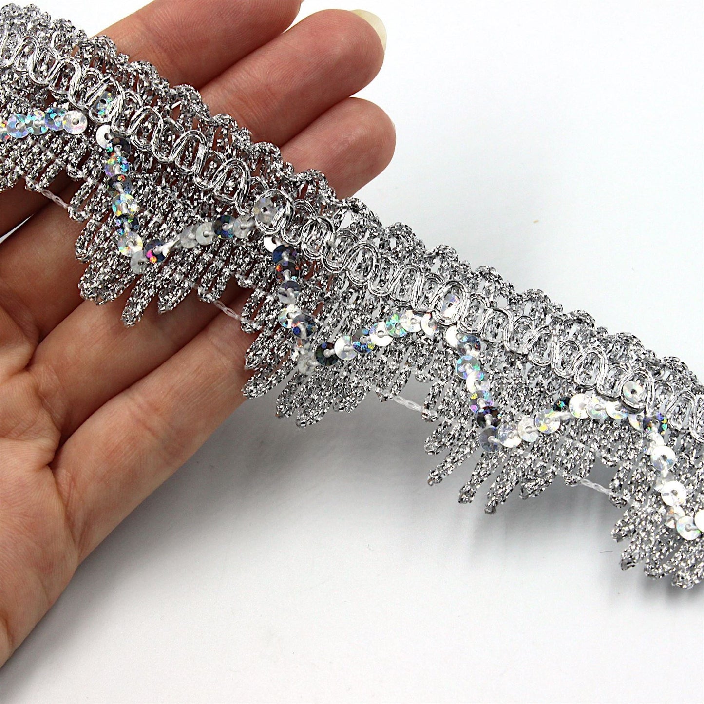 Metallic Sequin Zigzag Braid - 40mm - by the metre - 5391