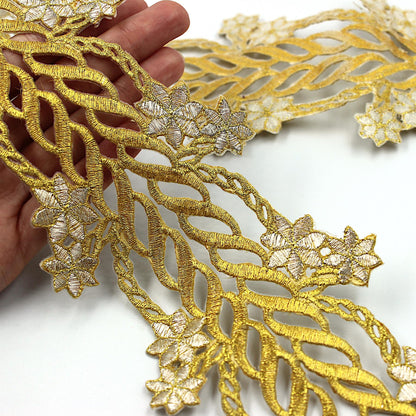 Iron-On Cornelli Braid with Floral Design 95mm x 1m - 9101