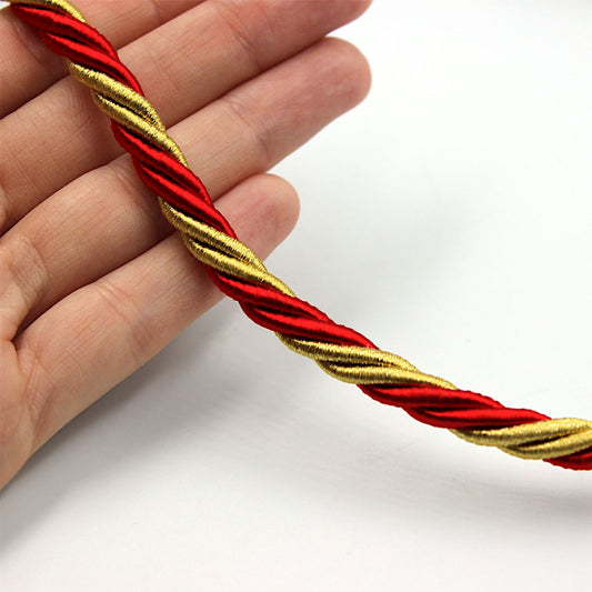 Red and Metallic Gold Twisted Cord - by the metre - 8127