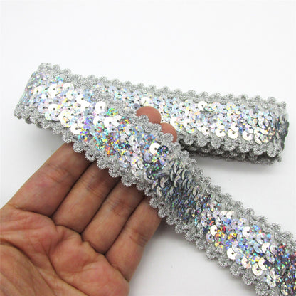 Hologram Sequin Stretch Braid - 35mm - by the metre - 7998