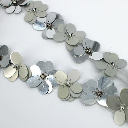 Large Sequin Flower Braid with Diamante - 30mm - by the metre - 9293