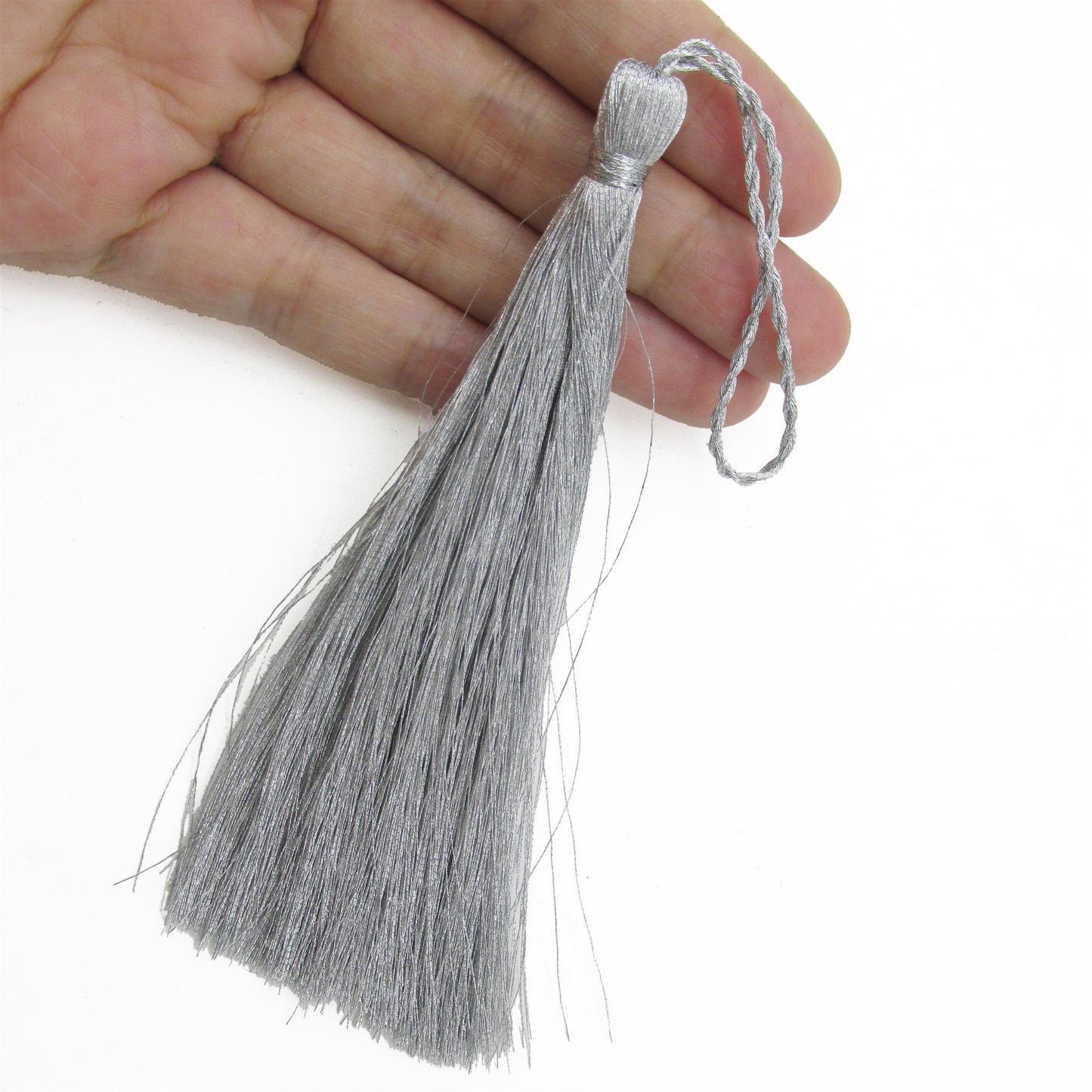 Slim Metallic Fringe Tassel - Silver - 12cm - 5380