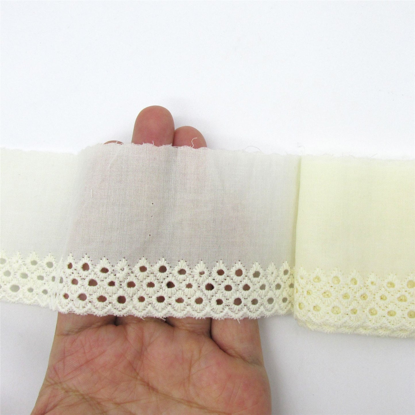 Simple Design Broderie Anglaise Lace - Cream - 65mm - by the metre - 5423