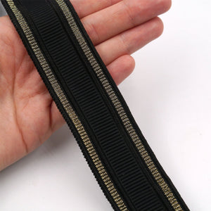 Grosgrain Ribbon With Lame Edging BLACK 33mm 6900