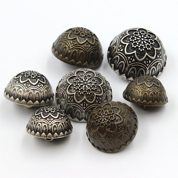 Domed Metal Decorative Flower Button 4410