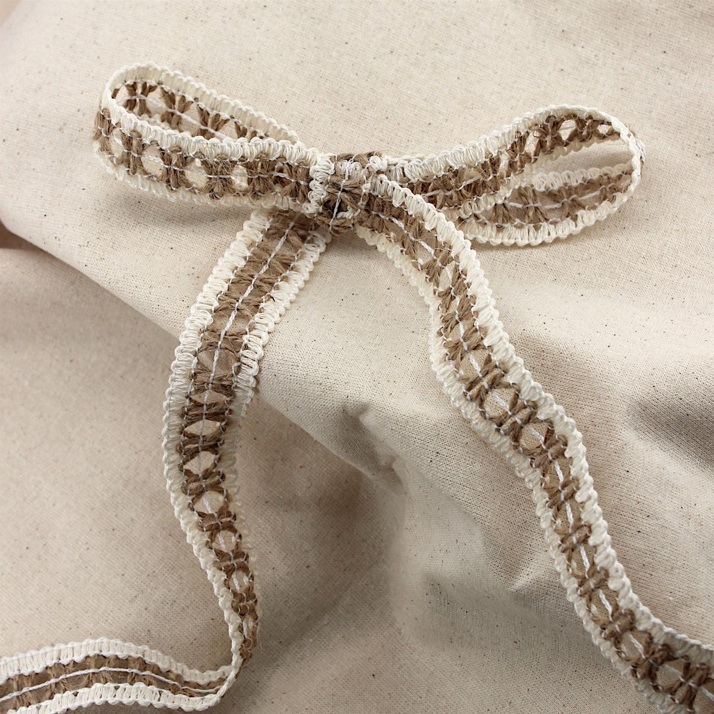 Jute and Cotton Criss Cross Open Weave Braid - Natural - 20mm - by the metre - 5585