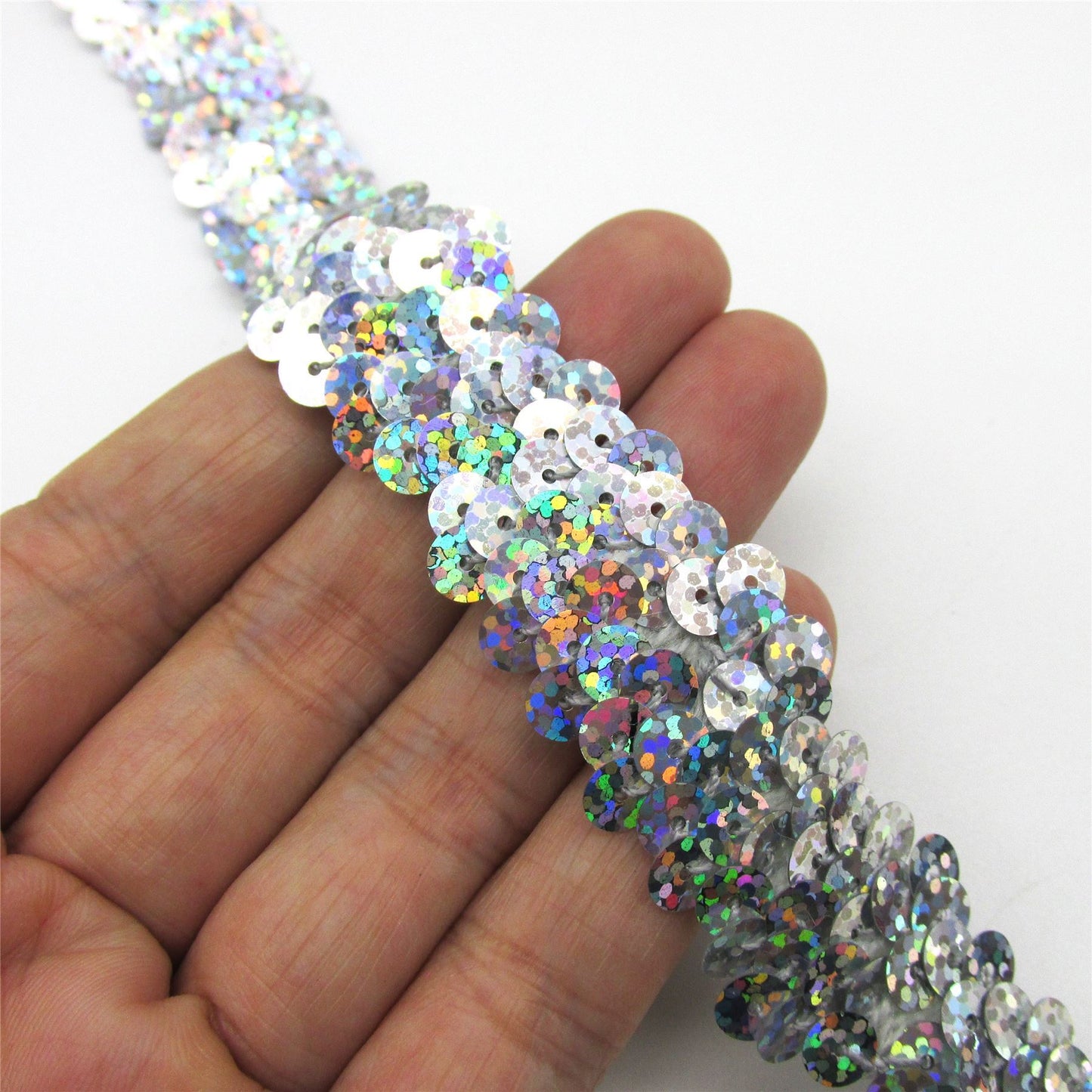 Iridescent Hologram Stretch Sequin Trim 20mm x 1m - 7997