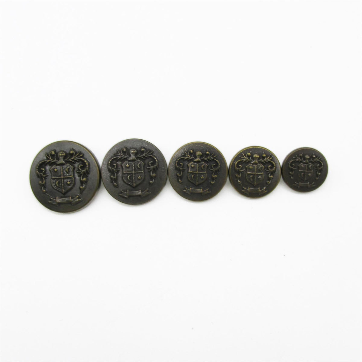 Shield Crest Button - Antique Brass x 5pcs - 9976