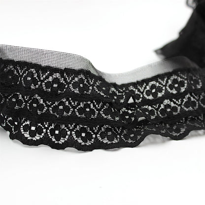 3 Layer Gathered Lace Frill Black 50mm 9076