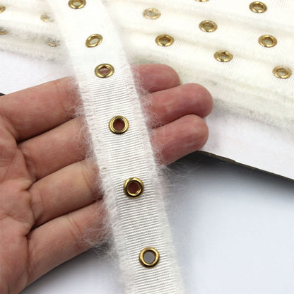 Frayed Edge Grosgrain And Eyelet Braid 25mm 6322