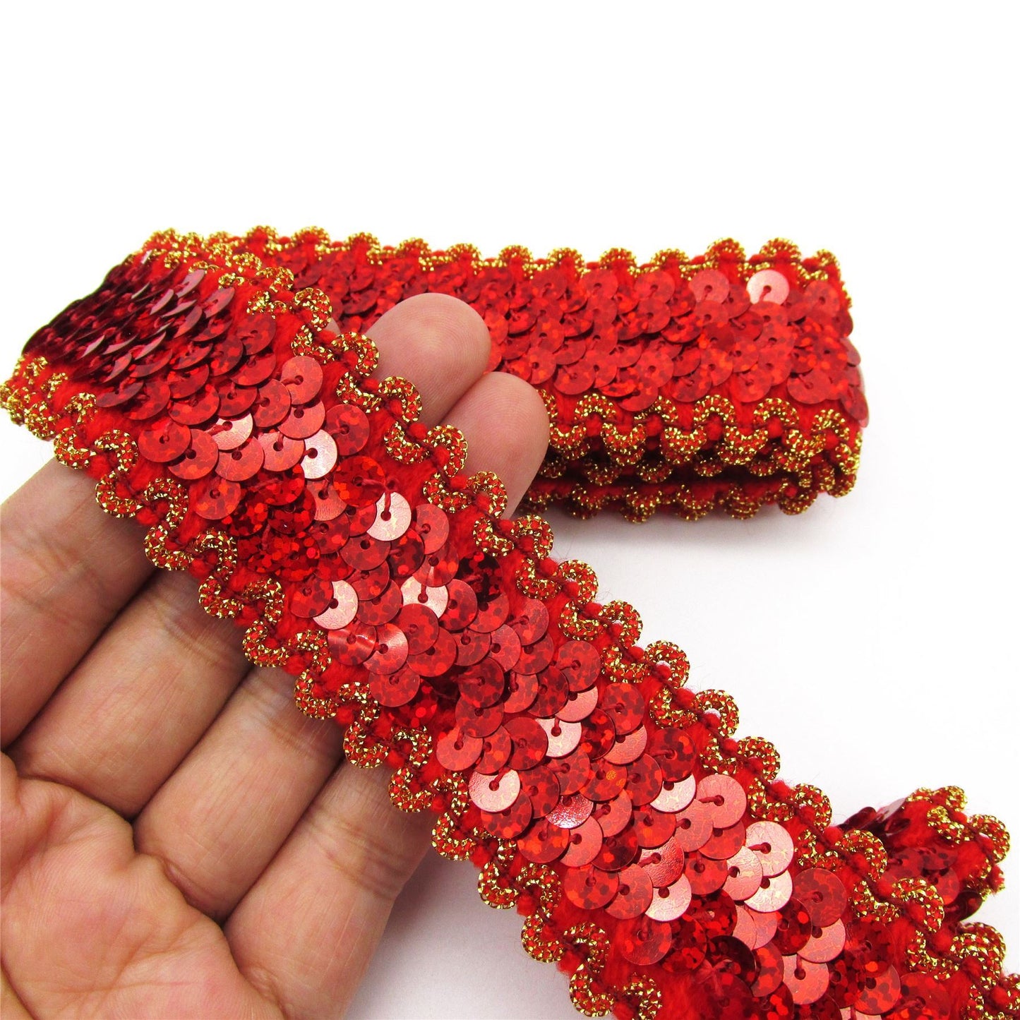 Hologram Sequin Stretch Braid - 35mm - by the metre - 7998