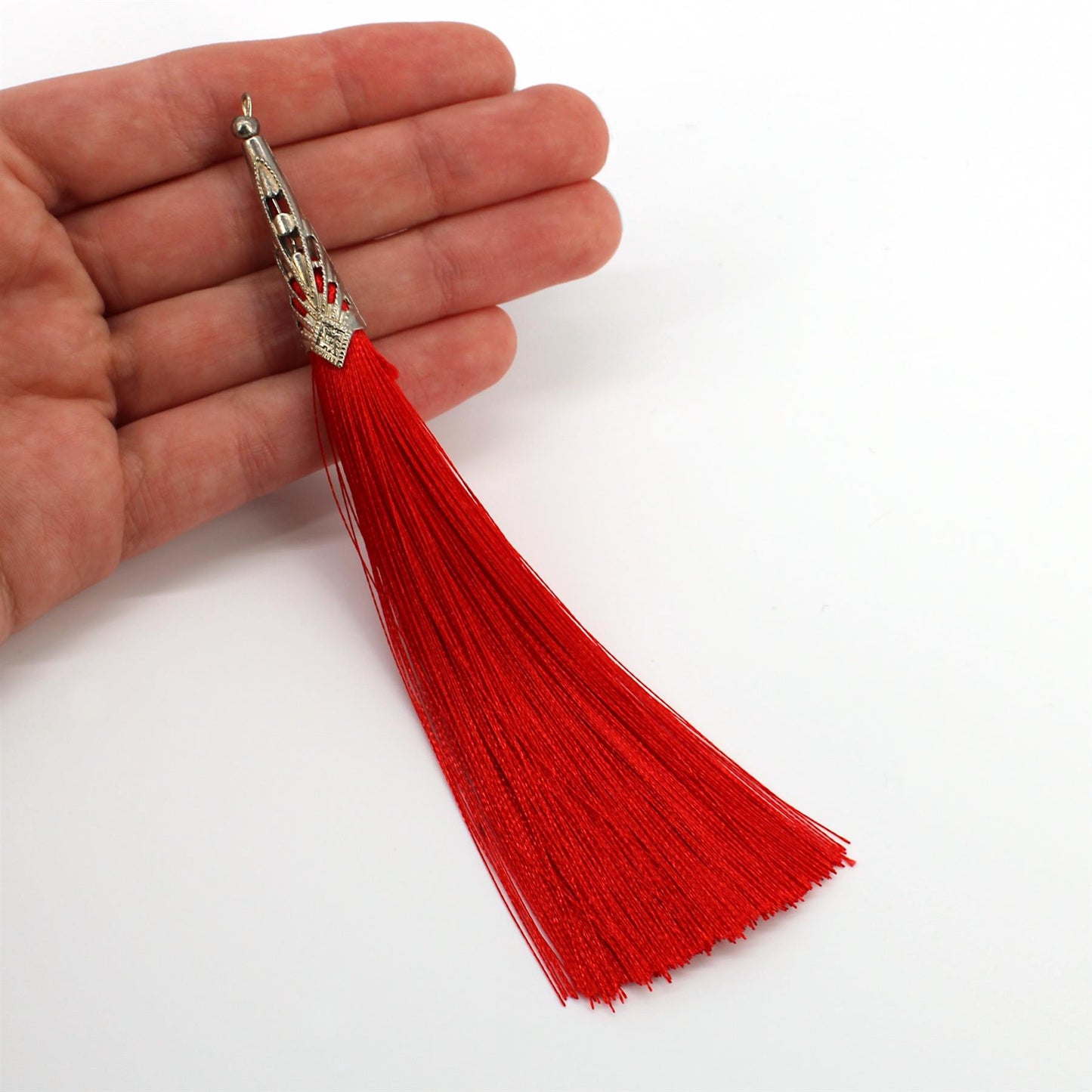 Silky Tassel with Ornate Metal Cap - 13cm - 7597