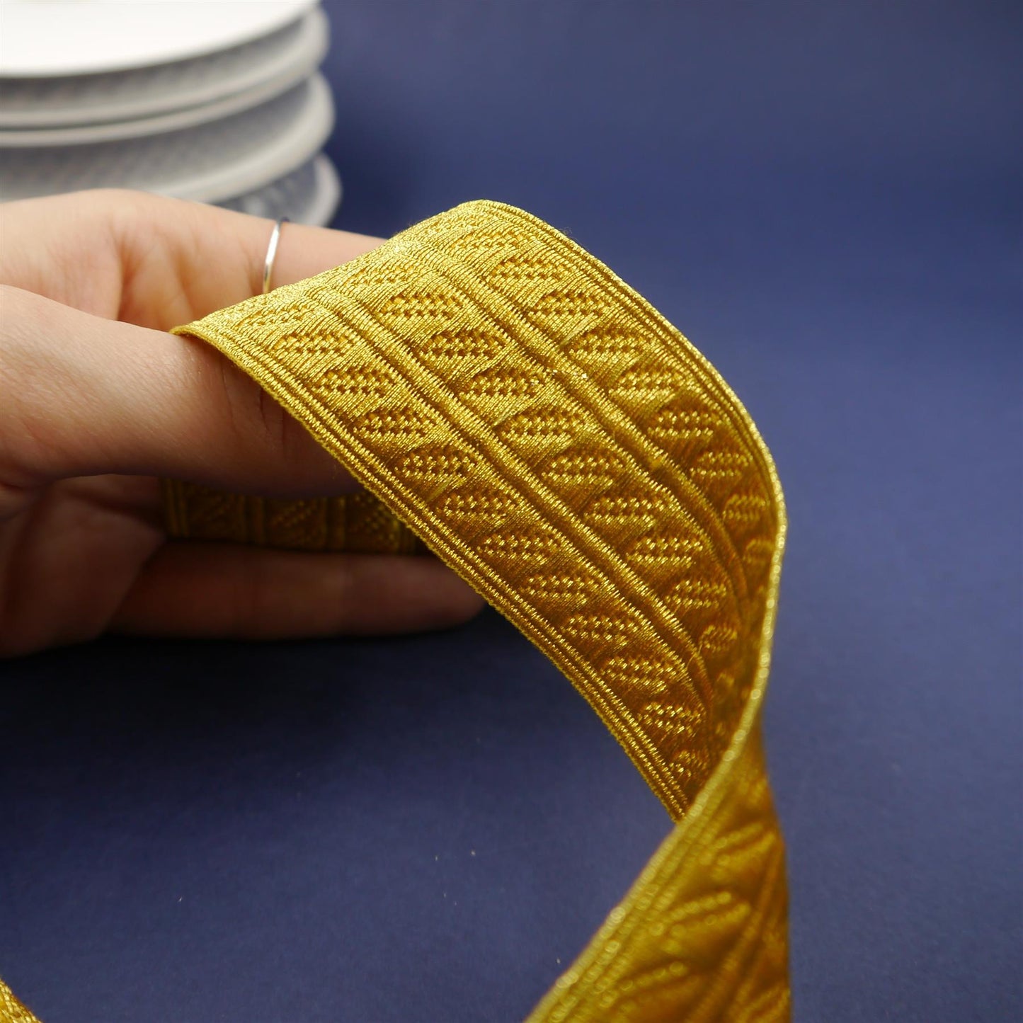 Metallic Braid With Embossed Row Design 7548