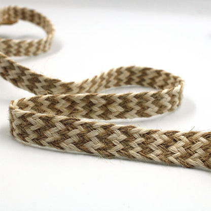 Cotton and Jute Herringbone Flat Braid - Natural - 15mm - by the metre - 5584