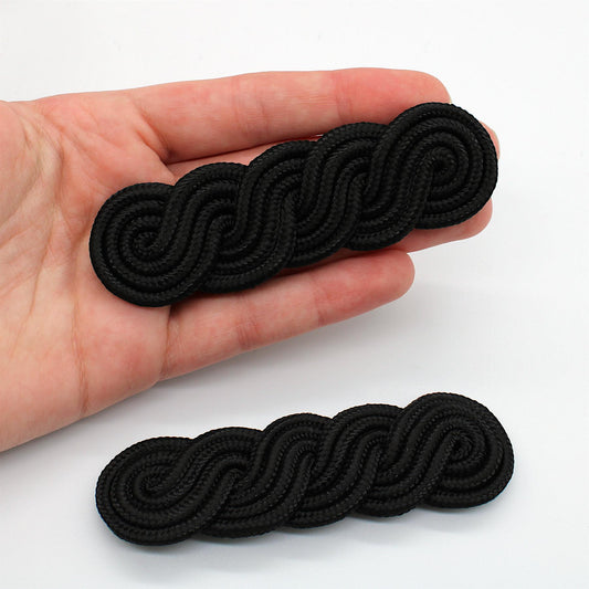 Four Cord Epaulette - Black - 95mm x 2pcs - 5368