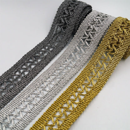 Metallic Braid With Openwork Lace Centre 30mm 7710