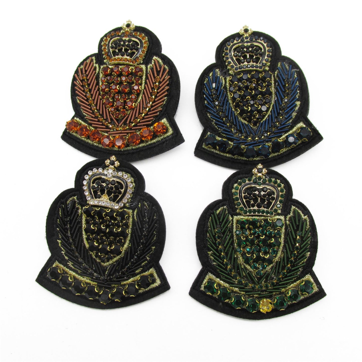 Jewelled and Beaded Crest Brooch Pin - 65mm - 4498