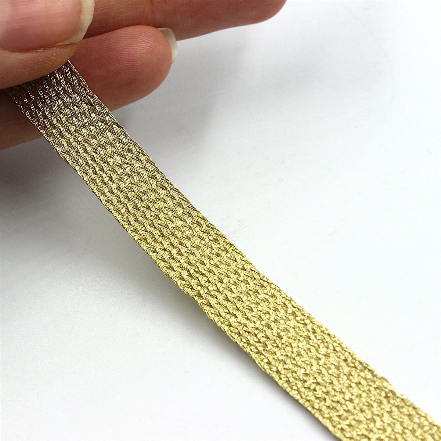 Woven Metallic Flat Braid 12mm x 1m - 5018