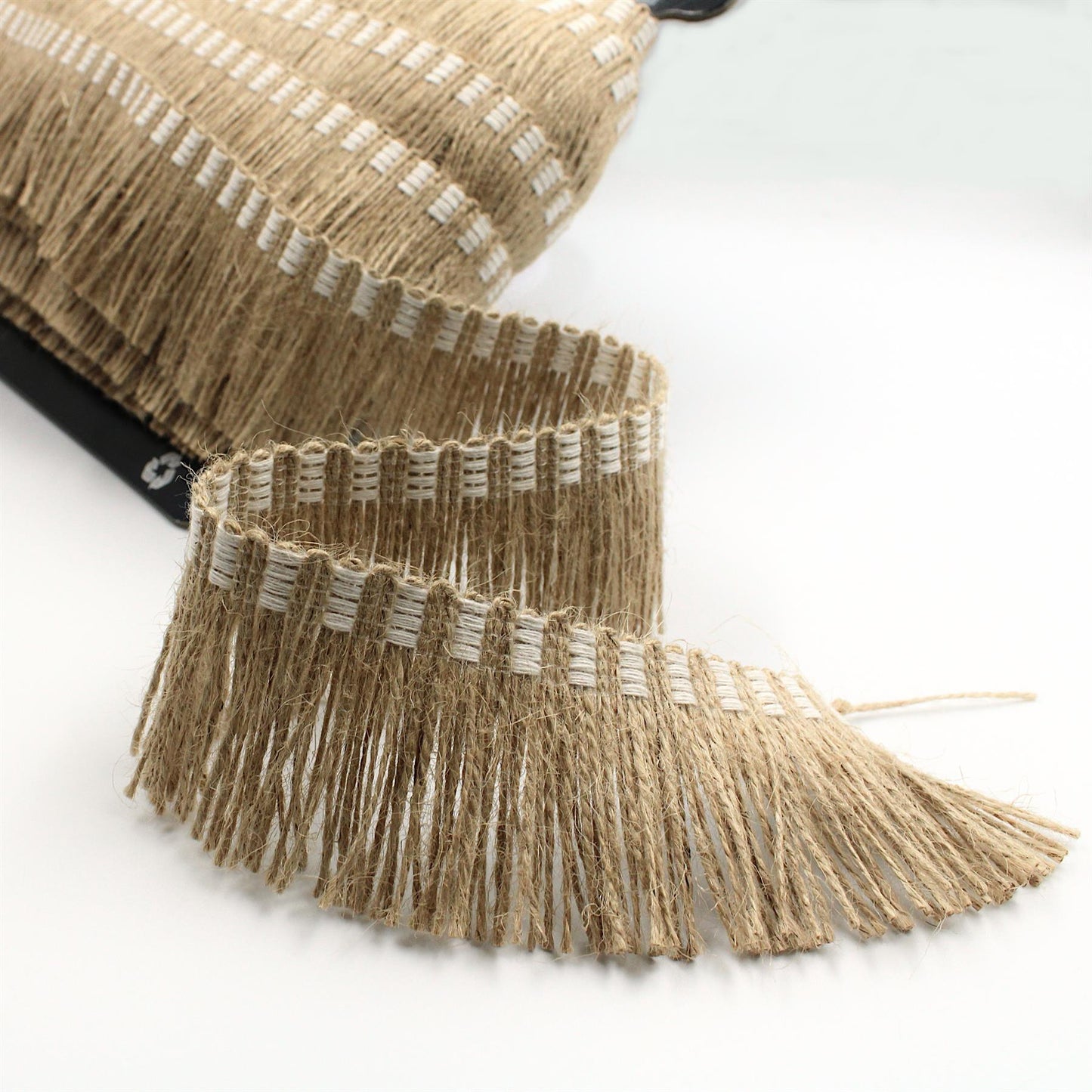 Jute Fringe with Cotton Header - Natural - 5cm - by the metre - 5589