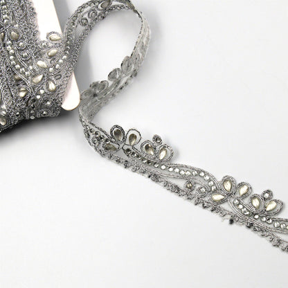 Rhinestone Metallic Braid 30mm x1m - 6880