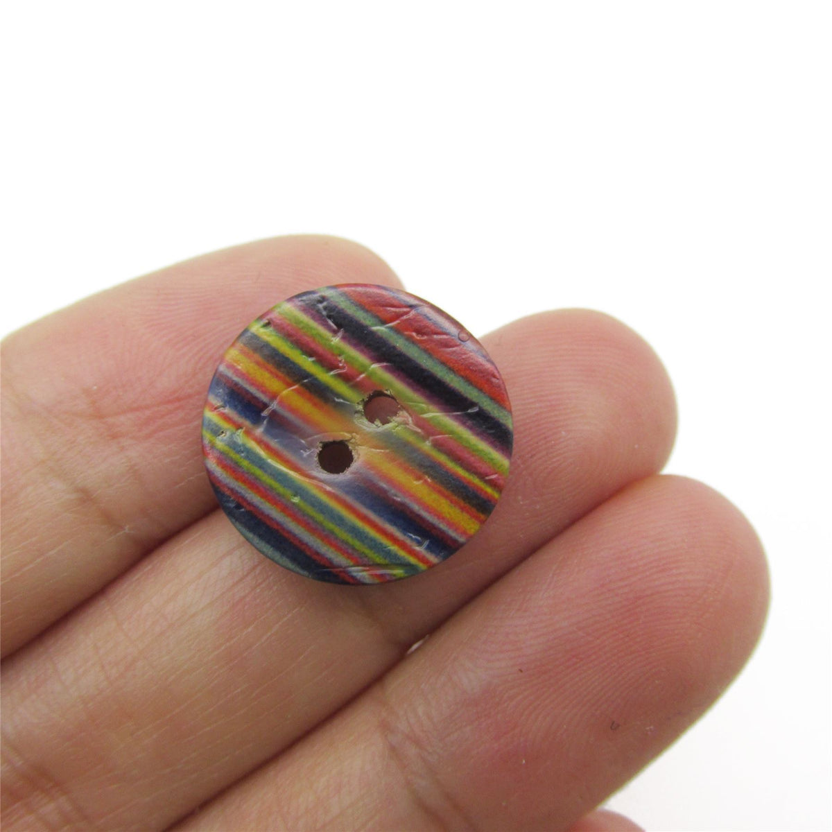 Multi Colour Striped Button - 5297