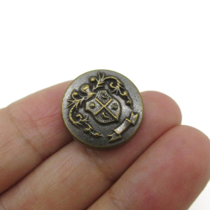 Shield Crest Button - Antique Brass x 5pcs - 9976