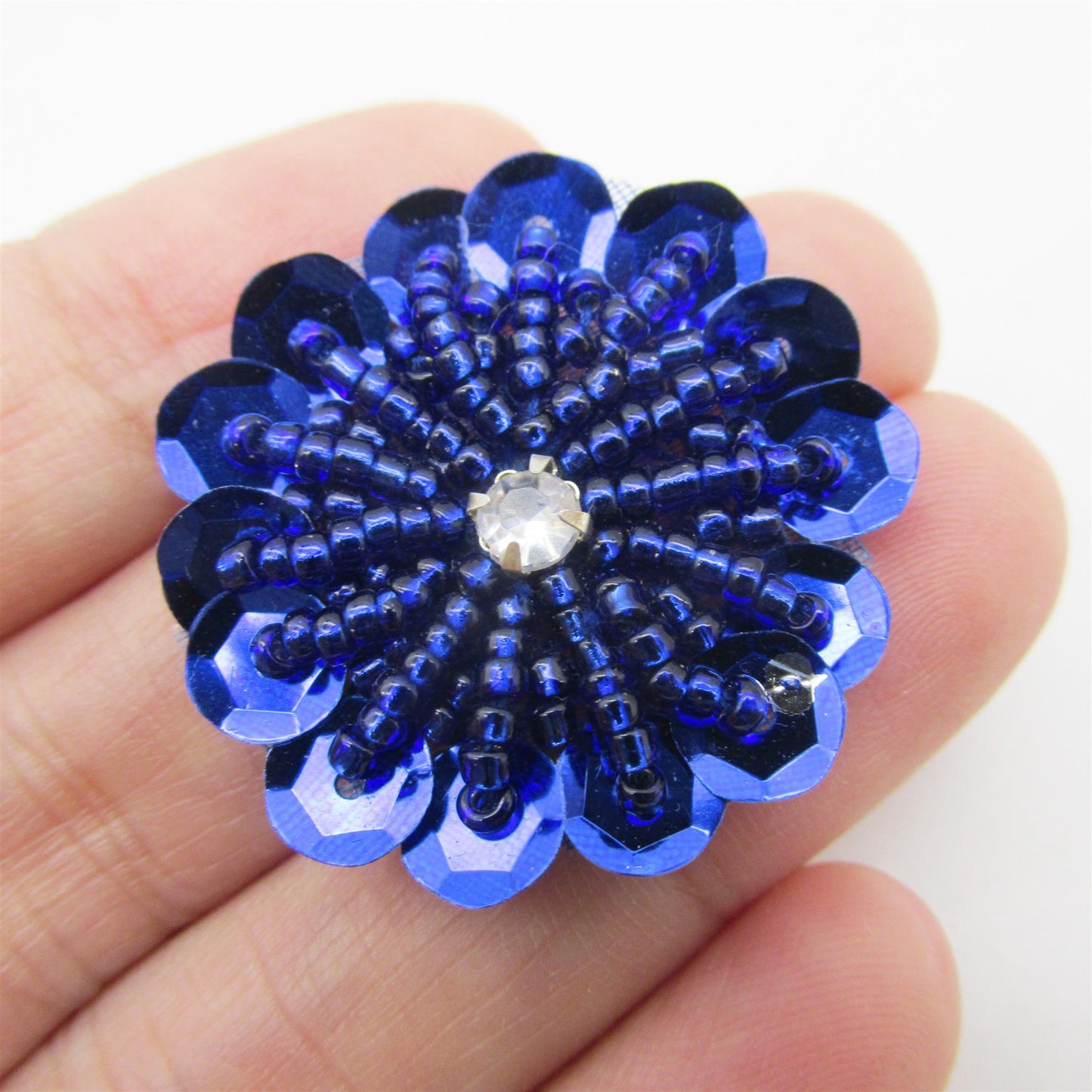 Beaded Sequin Flower Motif With Diamante 30mm 7741