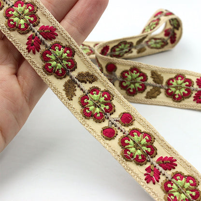 Flower Leaf And Berry Embroidered Braid 5004