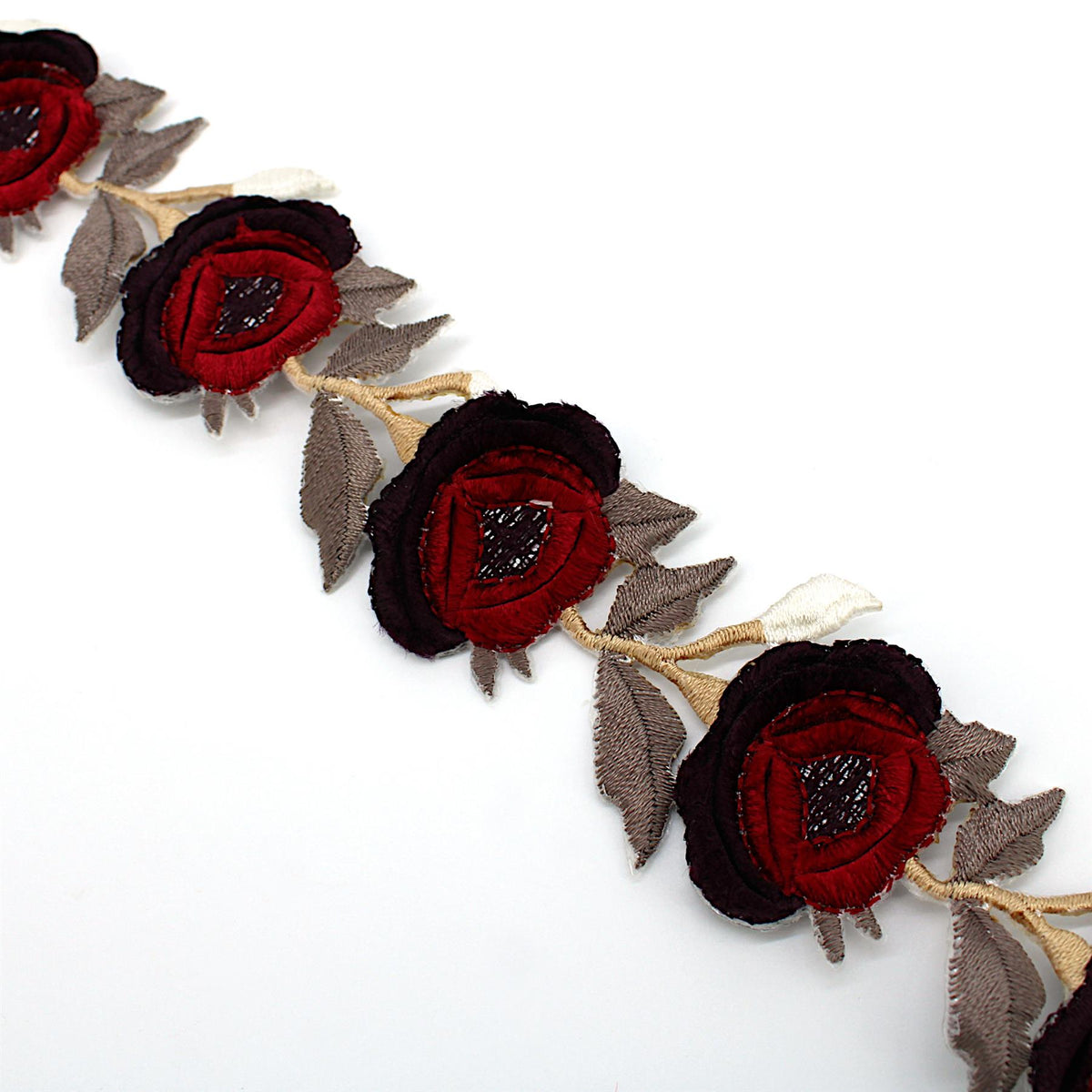 Iron-On Chenille Flower Braid - 40mm - by the metre - 9085