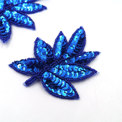 Sequin Leaf Motif Pair 9cm 7638