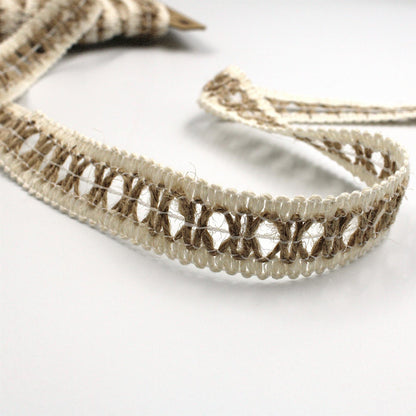 Jute and Cotton Criss Cross Open Weave Braid - Natural - 20mm - by the metre - 5585