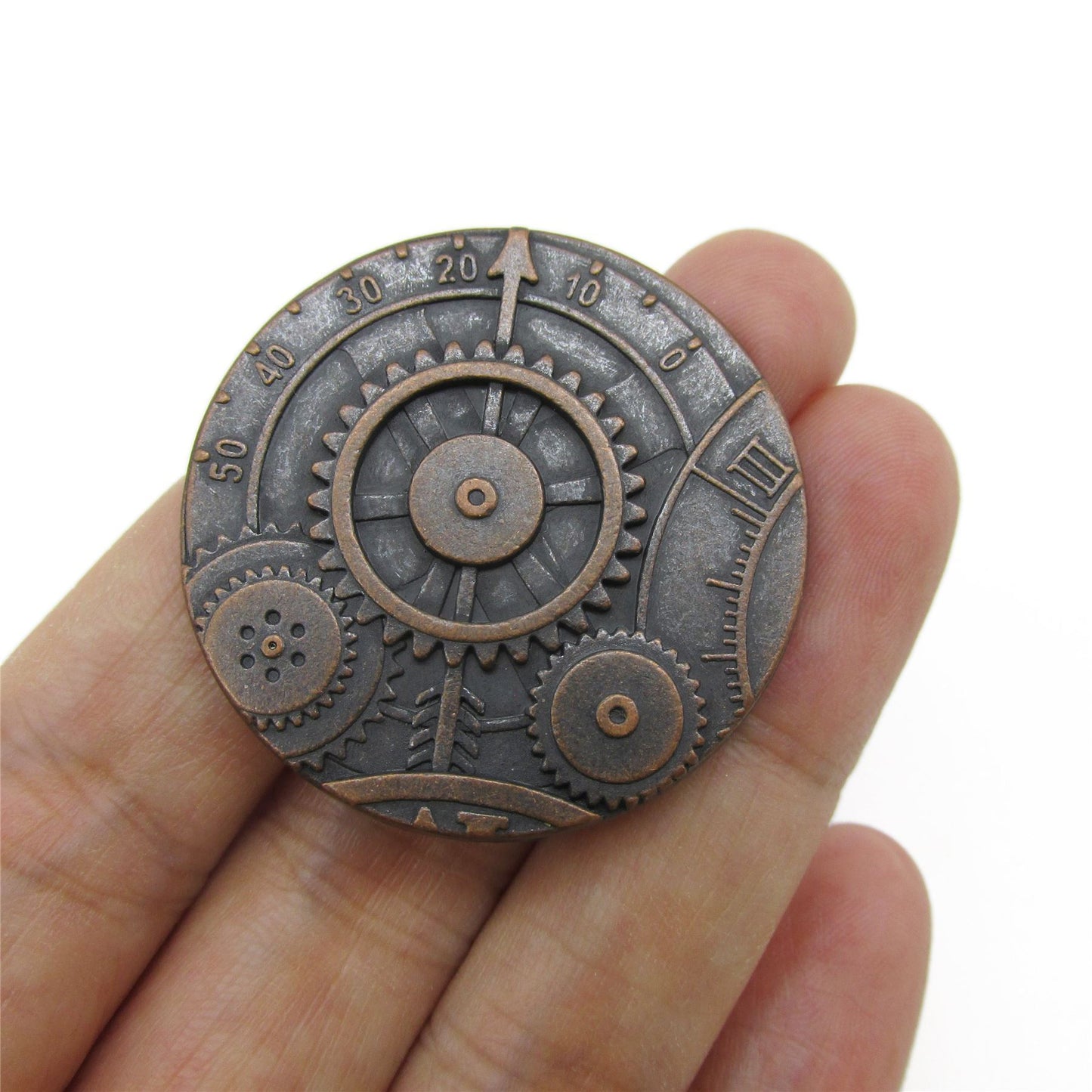 Metal Steam Punk Button  - Antique Copper - 38mm - 5298