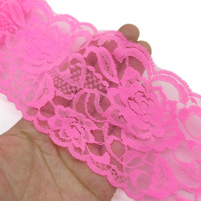 Fluorescent Wide Rose Lace - 85mm - by the metre - 5413
