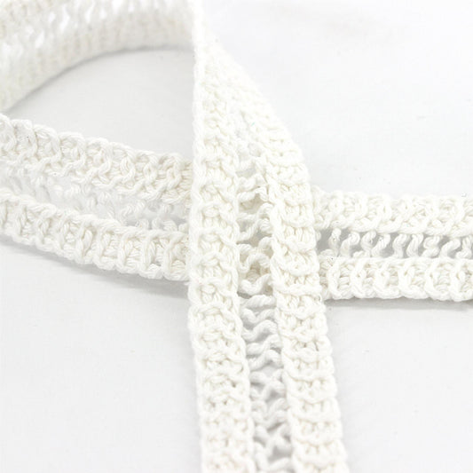 Rustic Cotton Ladder Braid - White - 25mm - by the metre - 5612
