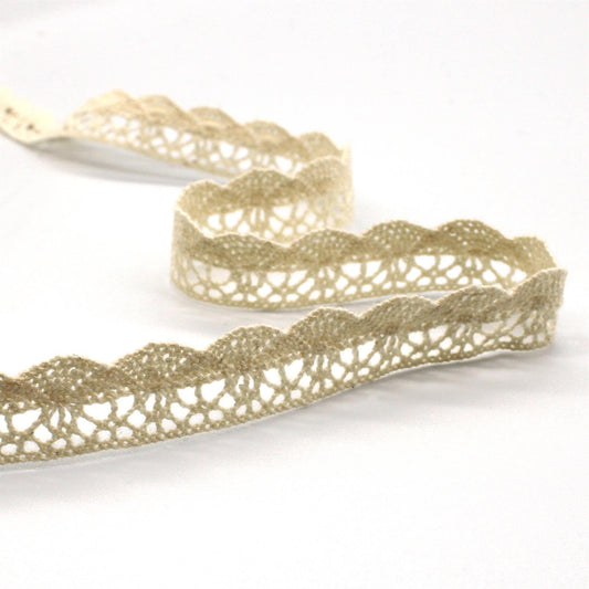 Scalloped Edge Cotton Lace - Natural - 15mm - by the metre - 5602