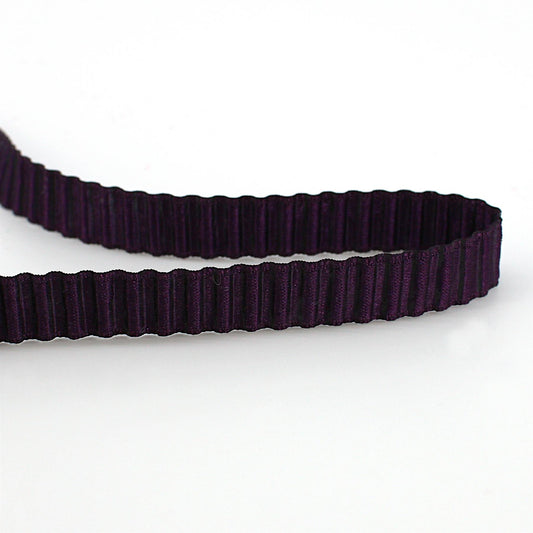 Ruffled Satin Ribbon - Purple - 10mm - by the metre - 9359