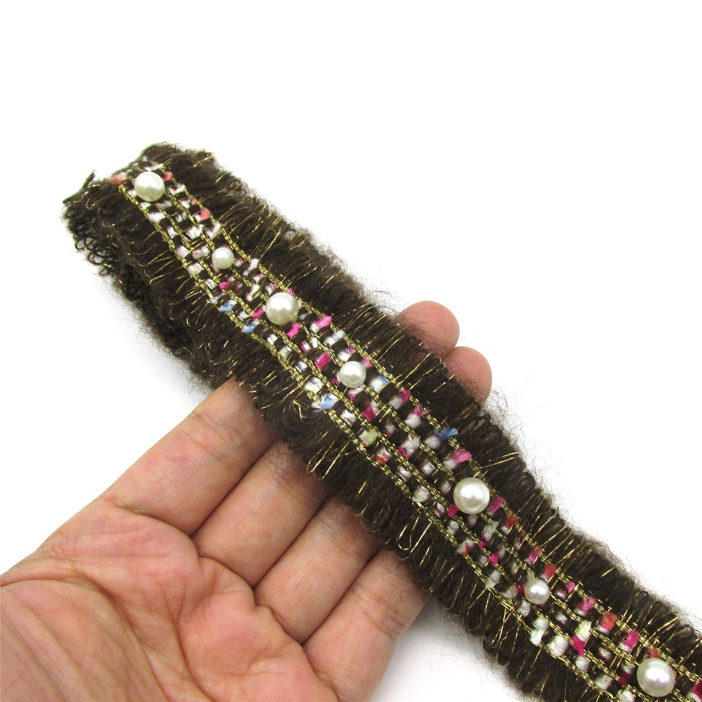 Looped Channel Braid with Pearls 35mm x 1m - 6351