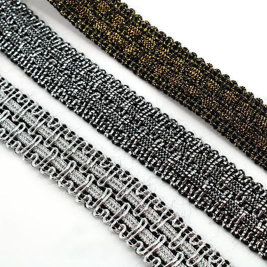 Metallic Braid with Woven Centre - 20mm - by the metre - 8034