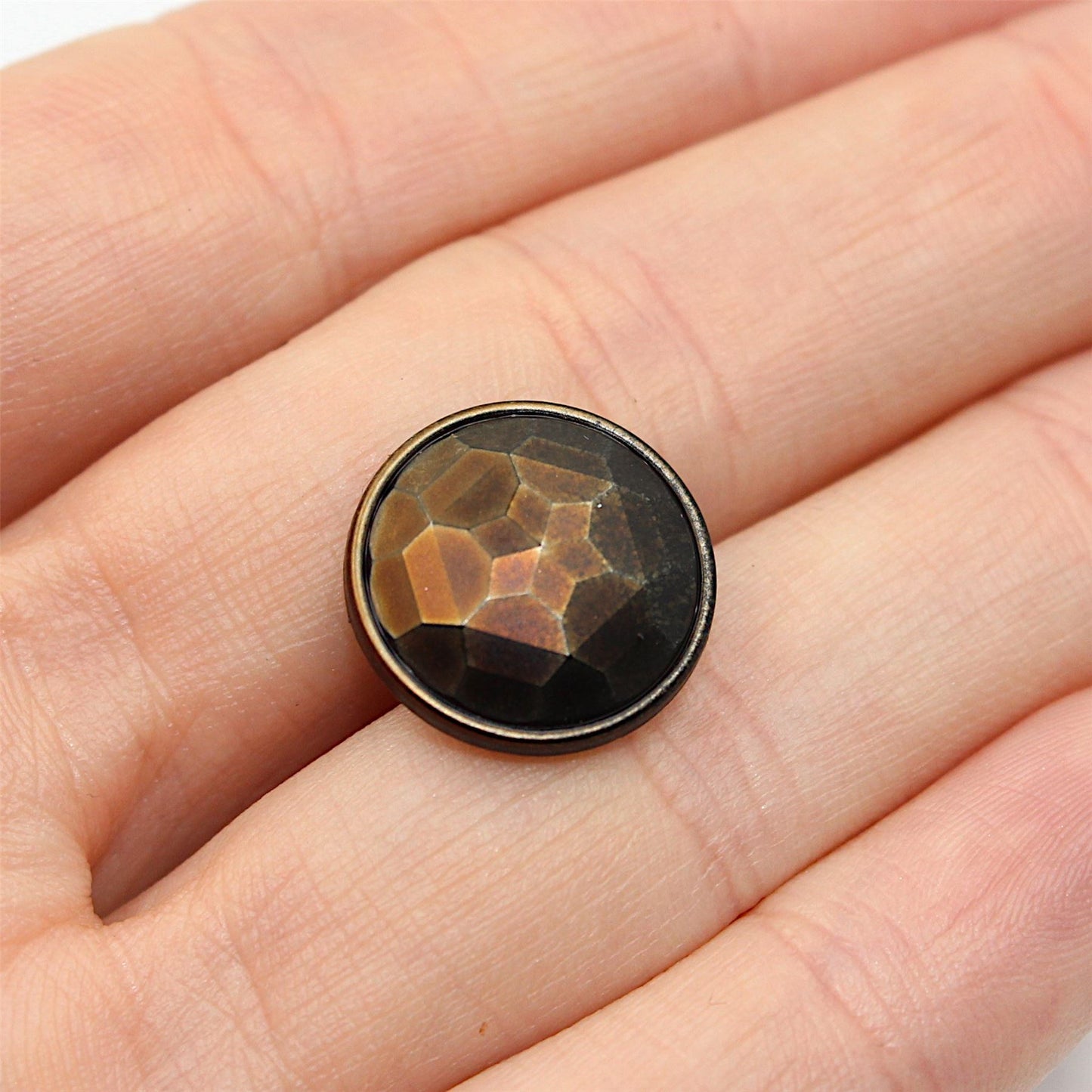 Metallic Coloured Faceted Plastic Button 4403