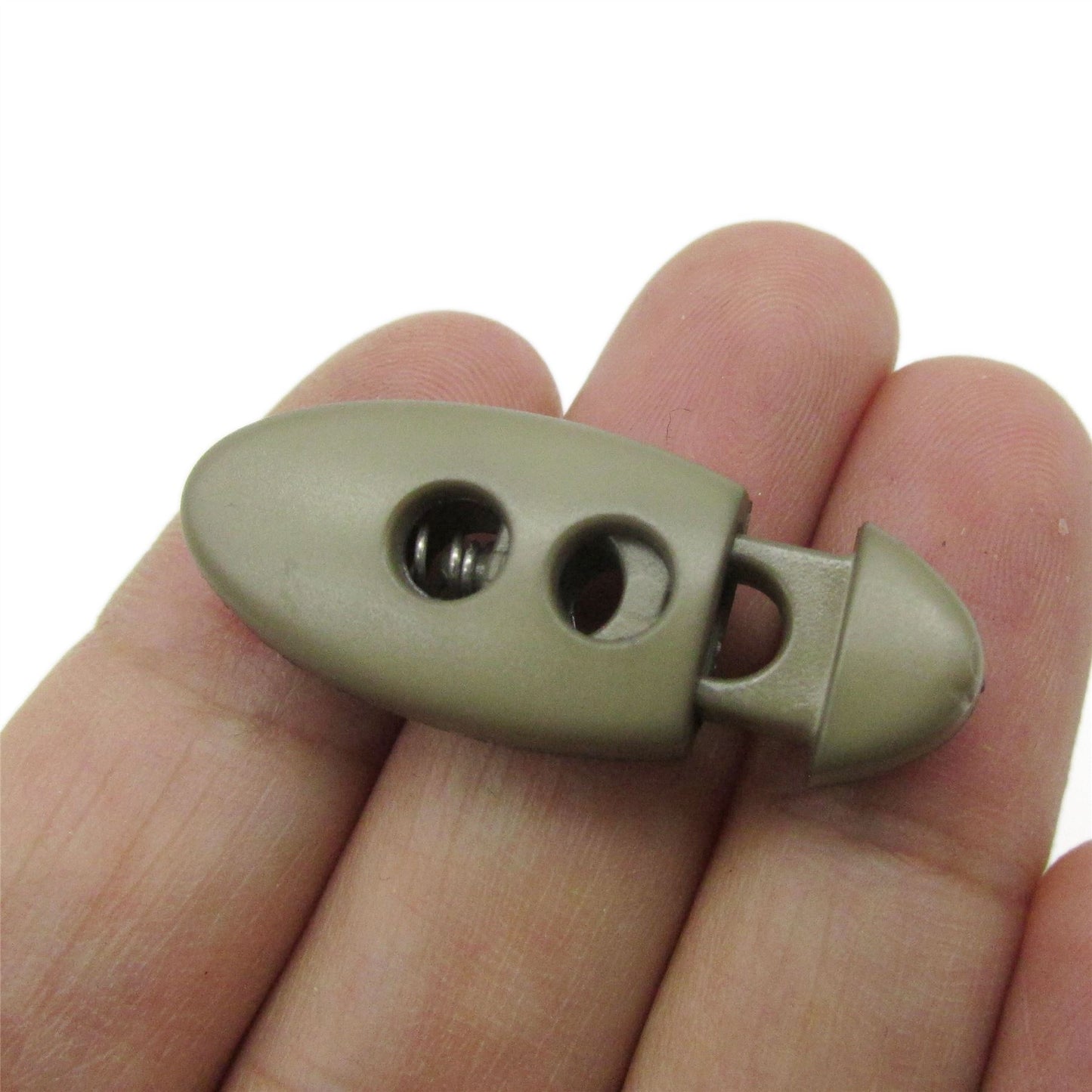 Oval Spring Loaded Cord Stopper - Khaki - 34mm - 5263