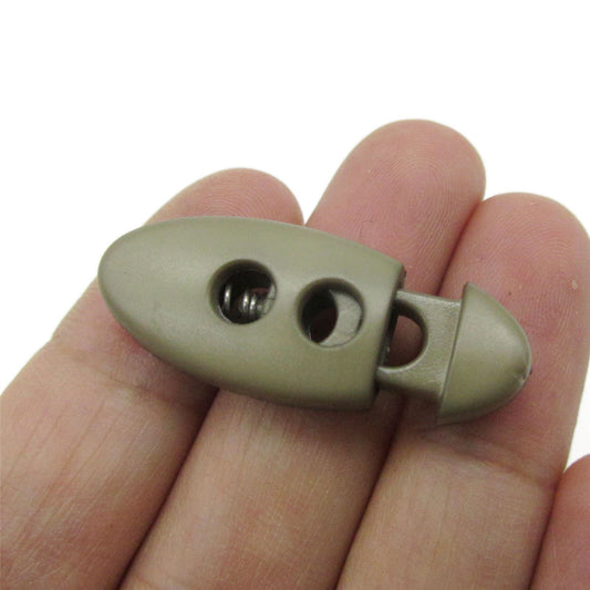 Oval Spring Loaded Cord Stopper - Khaki - 34mm - 5263